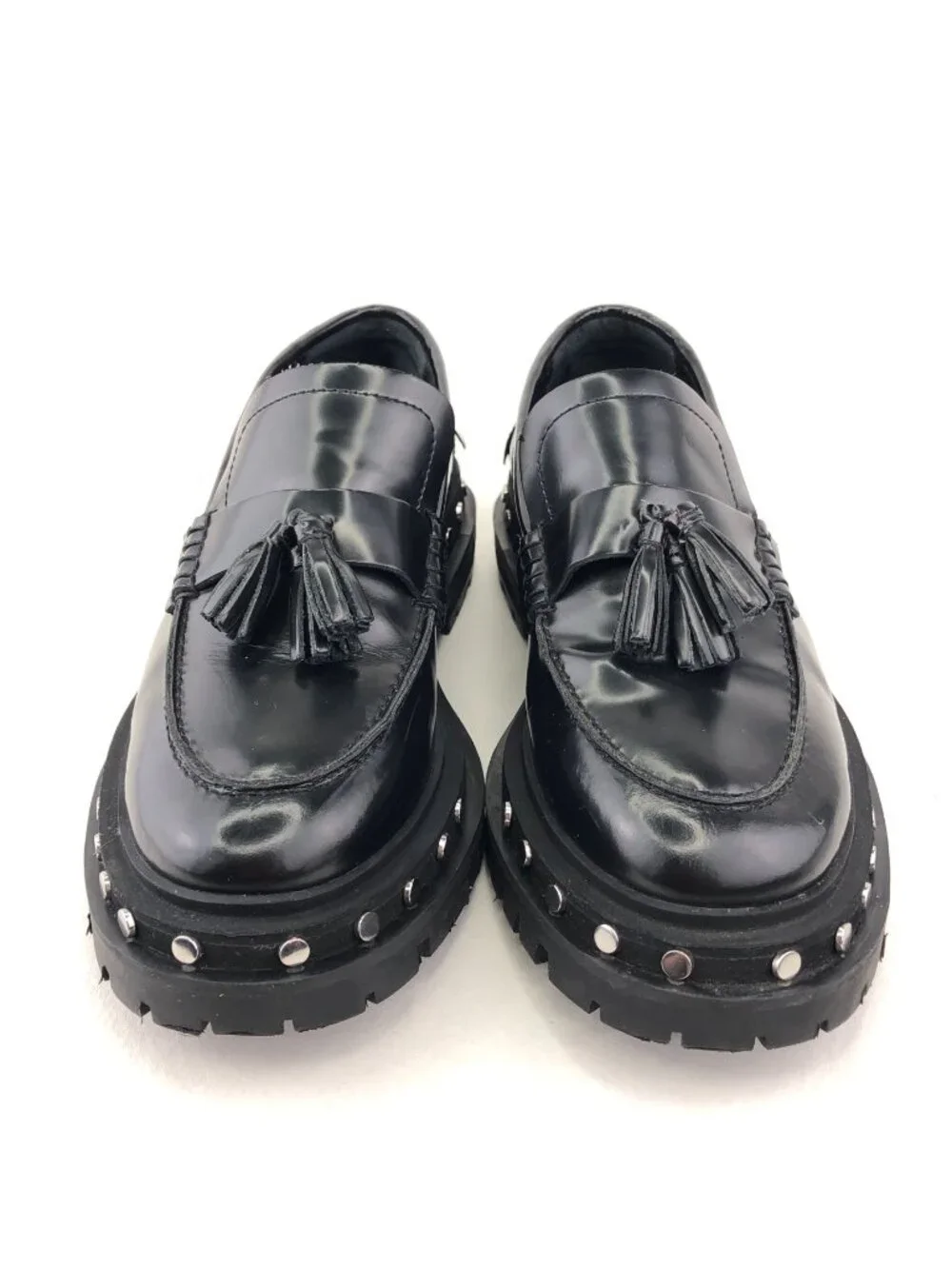 Free People Teagan Tassel Black Leather Loafers 7.5